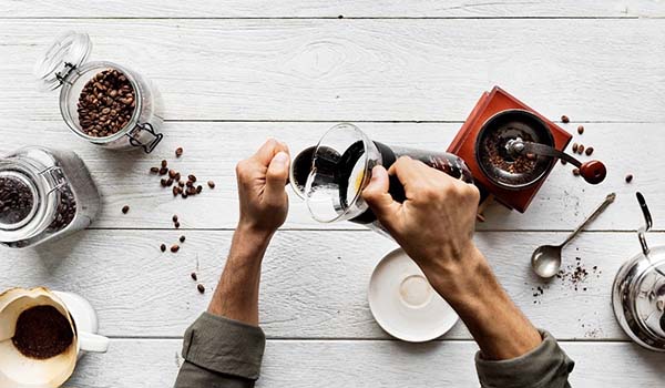 preparing coffee at home