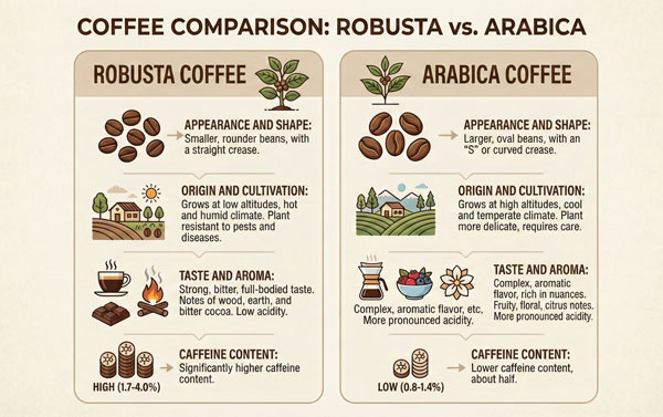 difference between arabica and robusta
